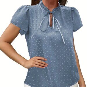 Emery Rose Blue Textured Blouse Size L